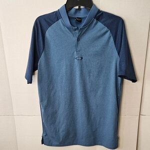Men's Oakley Icon BI Color Henley Golf Shirt - Heathered Blue - M - NWOT